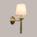 1 Light Tapered Shade Wall Light Vintage Style Metal Sconce Light in White for Bathroom