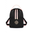 New Stylish Metal Embellishment Black Oxford Cloth School Bag Backpack for Girls 27*22*15 CM