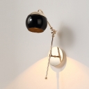 Globe Shade Study Room Wall Light Metal 1 Light Modern Sconce Lamp with Swing Arm in Black