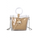 New Trendy Plain Bead Embellishment Top Handle Transparent Satchel Shoulder Bag 20*12*21.5 CM