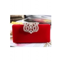 Luxury Plain Crystal Rhinestone Embellishment Buckle Hard Shell Clutch Evening Bag 16*7*5 CM