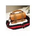 Stylish Plain Plush Strap Belt Buckle Satchel Messenger Bag for Women 20*13*9 CM
