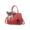 Women's Fashion Floral Pattern Silk Scarf Bow Tied Commuter Satchel Handbag 26*10*21 CM