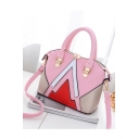 Popular Fashion Color Block Shoulder Satchel Bag with Zipper 25*12*21 CM