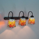 Stained Glass Sunflower Wall Light Bedroom Cafe 3 Lights Tiffany Style Rustic Sconce Light