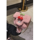 Cute Cherry Decoration Mini Crossbody Shoulder Bag with Chain Strap for Kids 14*6*12 CM