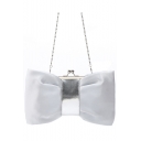 Chic Solid Color Bow Shape Crossbody Clutch Bag with Chain Strap 27*14 CM