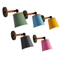 Simple Style Bucket Wall Light Metal 1 Light Macaron Color Rotatable Wall Sconce for Living Room