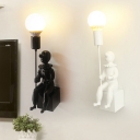 Restaurant Child Shape Wall Sconce 1/2 Pack Resin 1 Light Modern Black/White Sconce Light