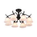 Vintage Style Ceiling Lamp Bell 8 Lights Frosted Glass Semi Flush Light for Room