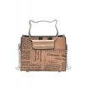 Stylish Newspaper Pattern Top Handle Crossbody Satchel Bag 17*7.5*14 CM