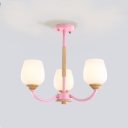 Girl Bedroom Bud Shade Chandelier Milk Glass 3/5/6 Lights Nordic Style Candy Colored Hanging Light