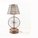 American Rustic Mesh Screen Desk Light Metal 1 Light Table Light with Wheel Decoration for Bedroom
