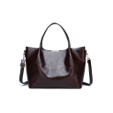 Women's Elegant Solid Color PU Leather Commuter Satchel Shoulder Bag 37*13*24 CM