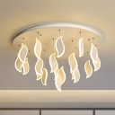 White Leaf LED Semi Flush Mount Light Creative Acrylic Ceiling Light in Warm/White for Kindergarten