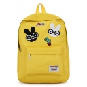 Cute Cartoon Rabbit Cactus Letter MUSIC Pattern Zipper Canvas School Bag Backpack 29*11*39 CM