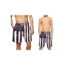 Hot Popular Flag Striped Printed Drawstring Waist Casual Loose Holiday Parent-Child Swim Trunks Shorts