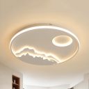 Acrylic Sun Mountain Flushmount Light Modern LED Ceiling Lamp in Warm/White/Stepless Dimming