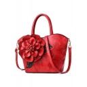 Women's Fashion Floral Embellishment PU Leather Tote Handbag Satchel Bag 26*14*24 CM