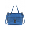 Fashion Solid Color Hollow-out Metal Zipper Embellishment Shoulder Bag Tote Shopper Bag 22*8*18 CM