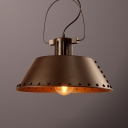 Trapezoid Cloth Shop Hanging Light Metal 1 Head Industrial Pendant Light in Bronze Finish