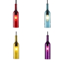 Blue/Purple/Red/Yellow Pendant Light Bottle Shape 1 Light Antique Style Glass Hanging Light for Bar