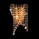 Stair Corridor Wall Light Metal Two Lights Modern Stylish Gold Wall Lamp with Crystal Bead