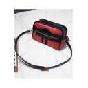 Trendy Colorblock Stripe Tape Patched Zipper Embellishment Crossbody Bag 18*12*7 CM
