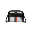 Summer Trendy Colored Rainbow Tape Patched Zipper Embellishment Transparent Crossbody Bag 19*15*7 CM
