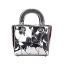 Trendy Solid Color Rivet Embellishment Laser Crossbody Satchel Handbag 20*17*10 CM