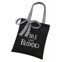 Popular Letter FIRE AND BLOOD Print Canvas Shopping Shoulder Bag