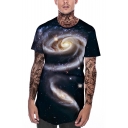 Fancy Universe Galaxy Printed Round Neck Short Sleeve Hipster T-Shirt for Men