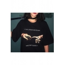 Hand in Hand Letter YOU LOOKED LIKE HEAVEN Black Oversized Loose Graphic Tee