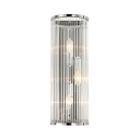 Candle Bedroom LED Wall Light with Cylinder Shade Clear Glass 3 Lights Contemporary Wall Lamp in Chrome