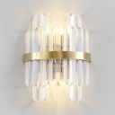 Modern Stylish Drum Wall Light Clear Crystal LED Wall Sconce in Gold for Hallway Stair Kitchen