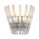 Metal Candle Wall Light with Linear Clear Crystal Simple Style Wall Lamp in Chrome for Restaurant