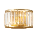 Living Room Drum Sconce Light Metal Modern Stylish Gold Wall Lamp with Crystal Decoration