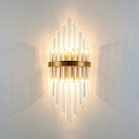 Modern Stylish Gold Wall Light Two Heads Linear Clear Crystal Wall Lamp for Bedroom Kitchen