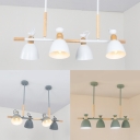 Rotatable Metal Domed Island Light 4 Bulbs Nordic Style Island Pendant in Gray/Green/White for Kitchen