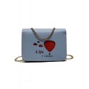 Women's Fashion Hollow-out Hot Air Balloon Letter LIFE IS A JESRILRY Pattern Chain Strap Crossbody Bag 20*14*9 CM