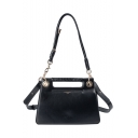 Women's Fashion Solid Color PU Leather Portable Shoulder Satchel Bag Handbag 25.5*18*7.5 CM
