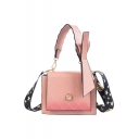 Popular Fashion Ombre Color Button Bow Embellishment Quilted Crossbody Satchel Handbag 16*15.5*9 CM