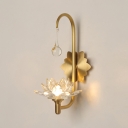 One Light Lotus Sconce Light Beautiful Striking Glass Wall Lamp in Gold for Restaurant Hotel