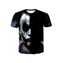 Popular Cool Clown 3D Figure Printed Round Neck Short Sleeve T-Shirt