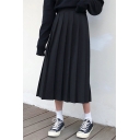 Summer Hot Fashion Plain High Waist Pleated A-Line Loose Mini Skirt