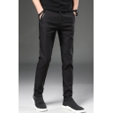 Basic Fashion Simple Plain Slim Fitted Casual Dress Pants for Guys