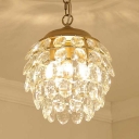 Globe Foyer Hallway Chandelier Metal 1 Light Luxurious Gold Pendant Lamp with Clear Crystal