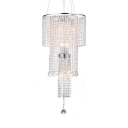 Chrome 3-Tier Hanging Light with Crystal Beads Luxurious Style Metal Chandelier for Villa Foyer