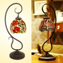 Multi-Color Dragonfly/Rose Desk Light One Bulb Rustic Tiffany Glass Table Light for Office