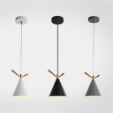 Nordic Stylish Conical Pendant Light One Bulb Metal Suspension Light in Black/Gray/White for Cloth Shop